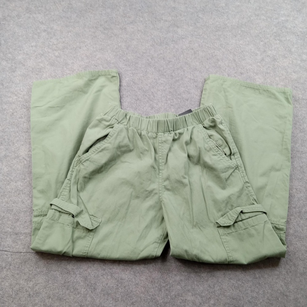 H&M Cargo Pants Kids 12 Green Pull On Elastic Waist Wide Leg Cotton Casual